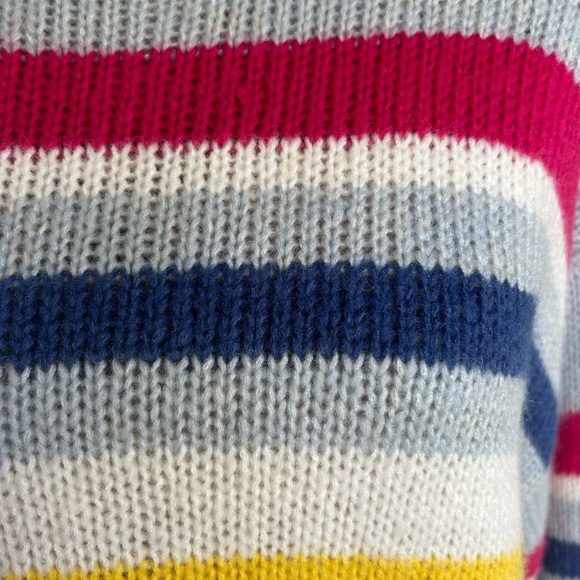 Rebecca Minkoff Brittany pale blue multi stripe mock neck wool blend sweater - Picture 8 of 16